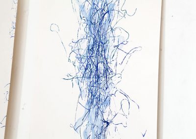 Fiona Hutchison, Drawing with ink and thread (detail), 2018.