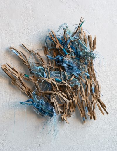 Fiona Hutchison, Shredded Flow, 2021, 40cm x 40cm, shredded cardboard and tapestry